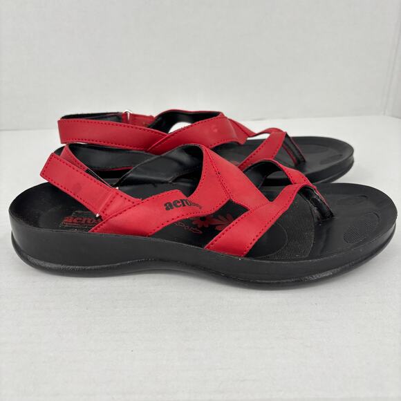 Aerosoft Deke Thong Sandals Size EU 39 Red Faux Leather Toe Post Sling Back - Picture 4 of 9